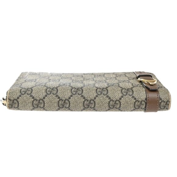 GUCCI Logo Niece GG Pattern Zip Around Long Wallet Supreme Leather Brown 69EF795 - Picture 6 of 16